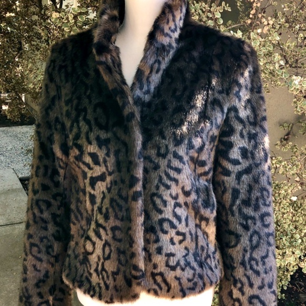 Velvet by Graham & Spencer Brown & Black Faux Fur Teddy Jacket, sz S